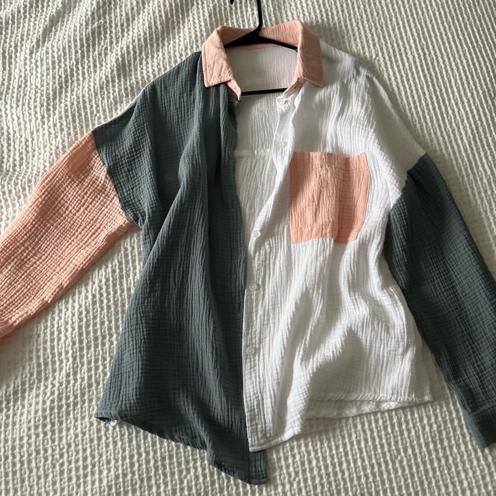 Color Block Linen Shirt